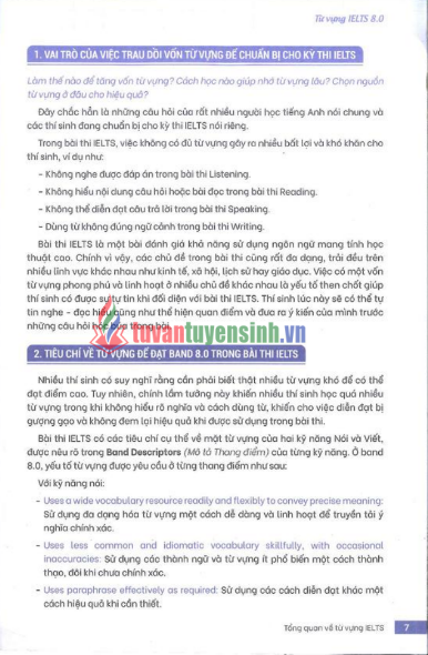 Sách Từ vựng IELTS 8.0 bản PDF tải FREE - Từ vựng đắt để đạt điểm cao 4 kỹ năng
