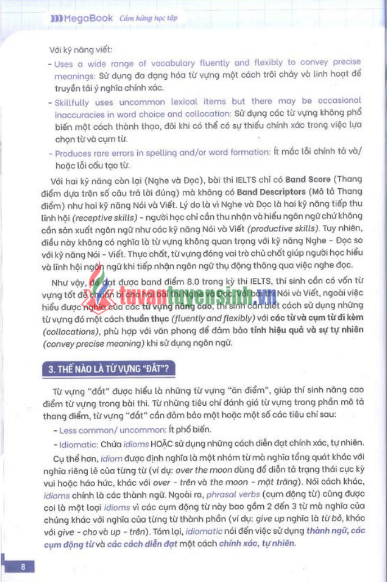 Sách Từ vựng IELTS 8.0 bản PDF tải FREE - Từ vựng đắt để đạt điểm cao 4 kỹ năng
