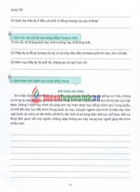 Sách luyện dịch song ngữ Trung Việt HSK 1-4 mới PDF tải FREE