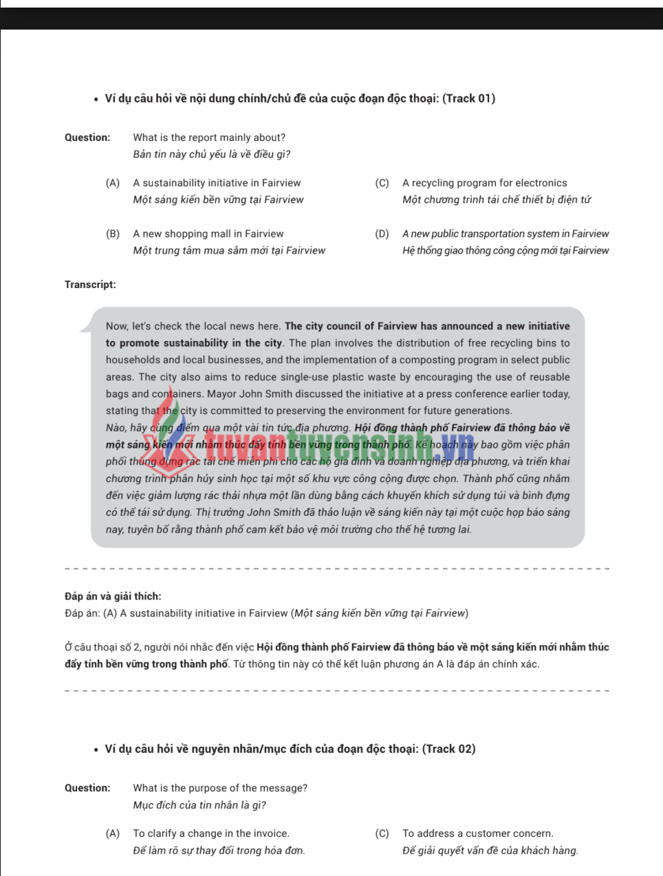 Sách luyện thi TOEIC UP Part 4 PDF tải FREE - Nội bộ Zim Academy