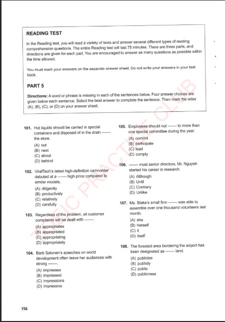 Sách tuyển chọn 5 đề TOEIC Reading có đáp án PDF tải FREE 5 Sách tuyển chọn 5 đề TOEIC Reading có đáp án PDF tải FREE