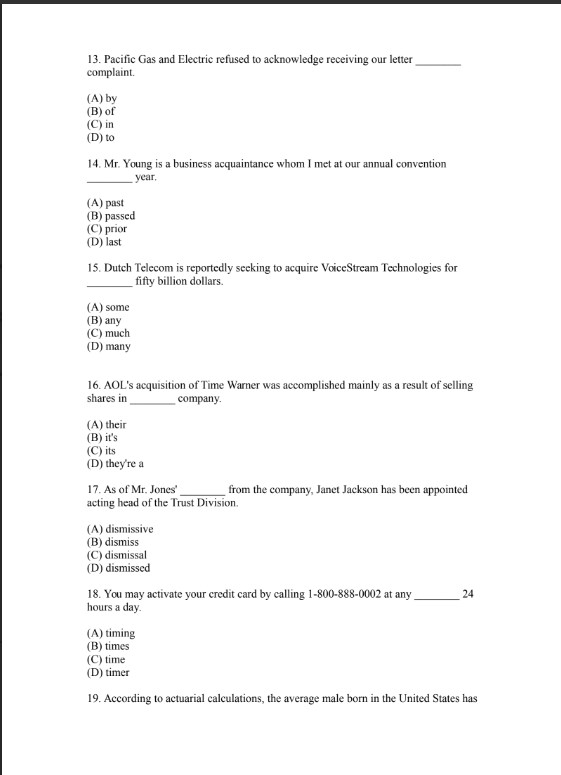 TOEIC Grammar Quiz 1 có đáp án PDF tải FREE 6 TOEIC Grammar Quiz 1 có đáp án PDF tải FREE