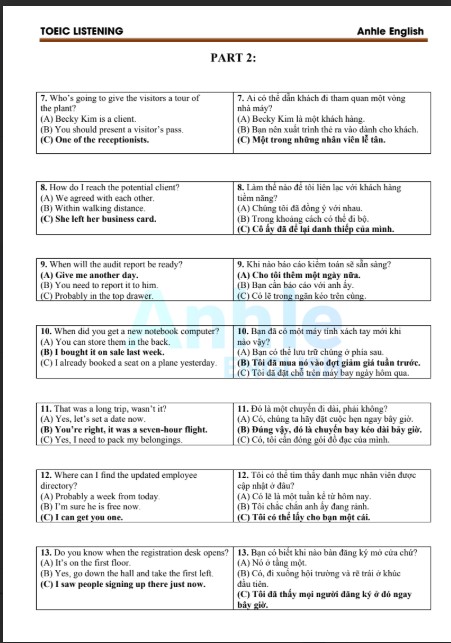 TOEIC Test Listening có link file Audio PDF tải FREE - Nội bộ Anh Lê English 4 TOEIC Test Listening có link file Audio PDF tải FREE - Nội bộ Anh Lê English
