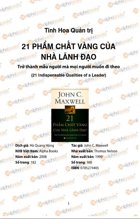 Tải FREE sách 21 Phẩm Chất Vàng Của Nhà Lãnh Đạo PDF