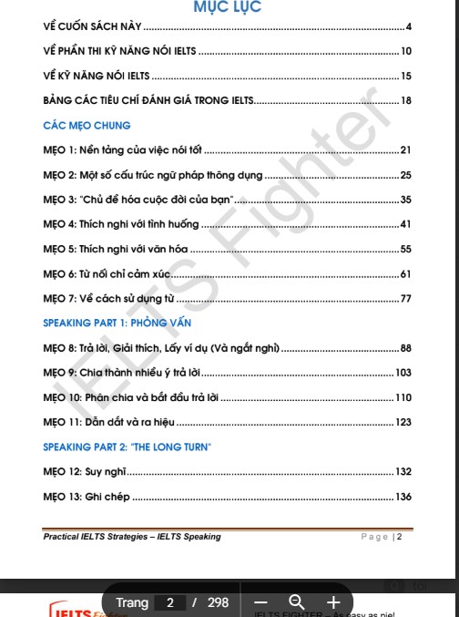 Tải FREE sách IELTS Speaking bản Full PDF tải FREE - Bản dịch tiếng Việt và lưu hành nội bộ IELTS FIGHTER 5 Tải FREE sách IELTS Speaking bản Full PDF tải FREE - Bản dịch tiếng Việt và lưu hành nội bộ IELTS FIGHTER