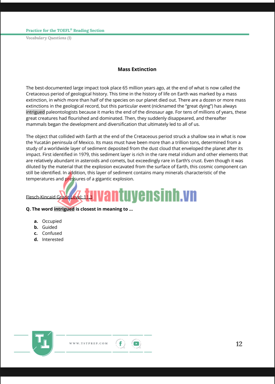 Tài liệu 100+ TOEFL Reading Practice Questions PDF tải FREE 2