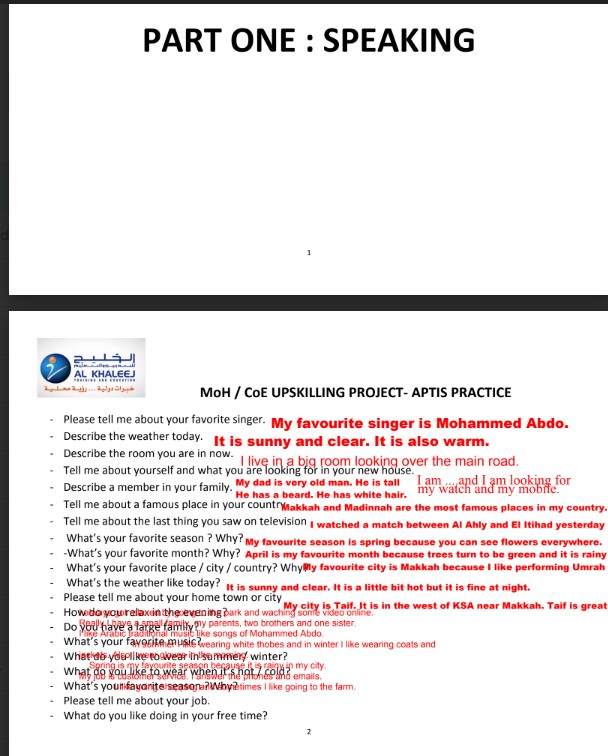 Tài liệu Luyện thi APTIS Practice Part 1 có đáp án PDF tải FREE
