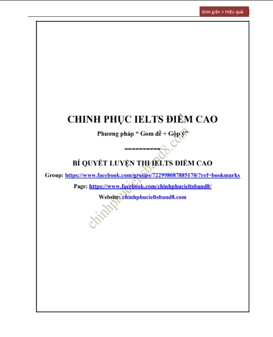 Tài liệu bí quyết luyện thi IELTS điểm cao cấp tốc PDF tải FREE