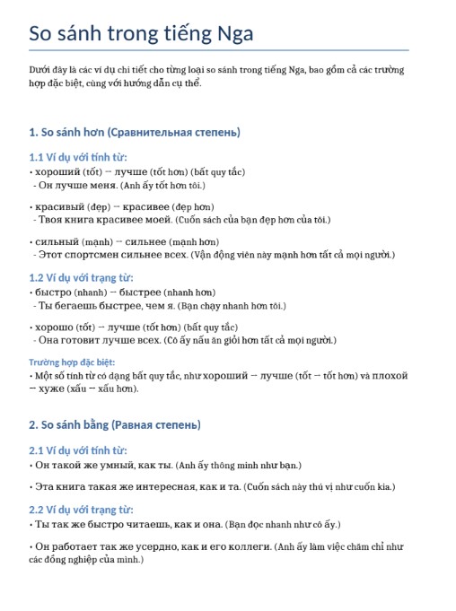 Tài liệu học So sánh trong tiếng Nga cơ bản PDF tải FREE 2 Tài liệu học So sánh trong tiếng Nga cơ bản PDF tải FREE