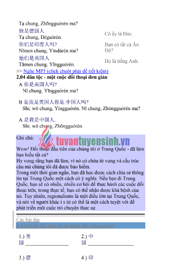 Tài liệu học ngữ pháp tiếng Trung có bài tập và đáp án PDF FREE