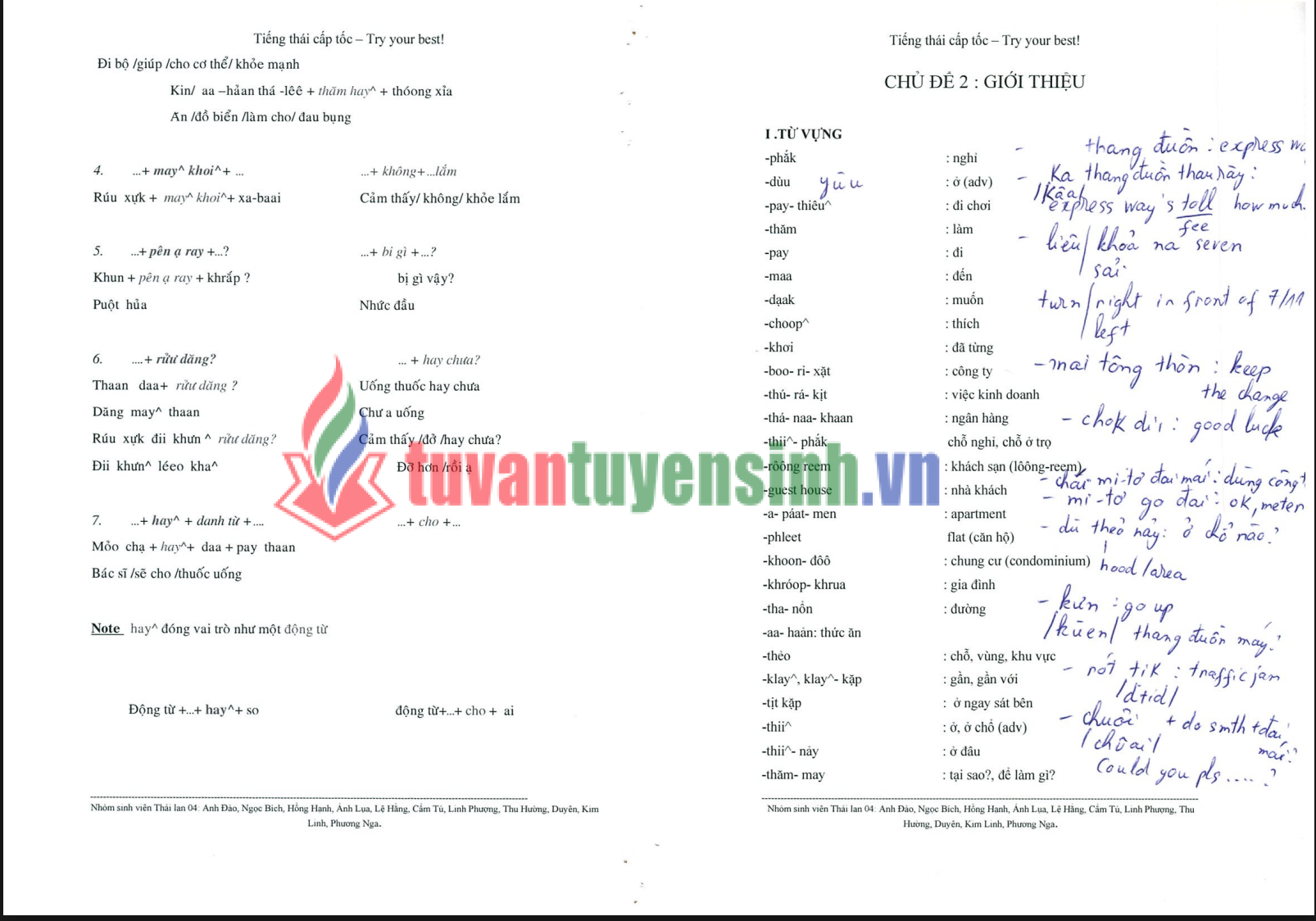 Tài liệu học tiếng Thái cấp tốc cho người Việt PDF tải FREE