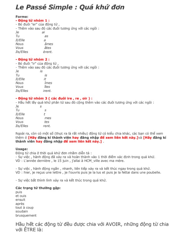 Tài liệu luyện 20 thì trong tiếng Pháp PDF tải FREE 6 Tài liệu luyện 20 thì trong tiếng Pháp PDF tải FREE