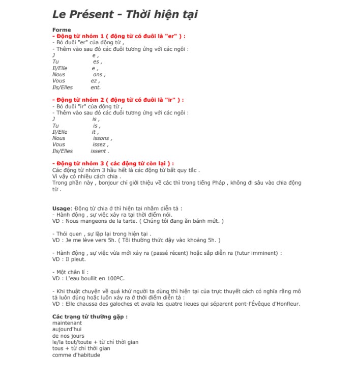 Tài liệu luyện 20 thì trong tiếng Pháp PDF tải FREE