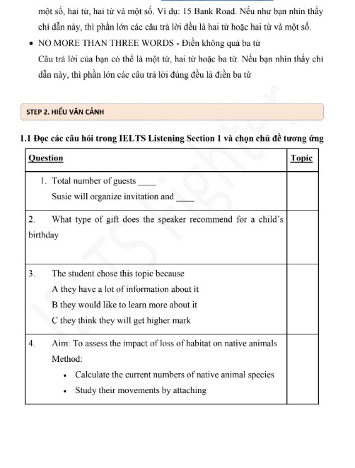 Tài liệu luyện IELTS Listening Form Completion có đáp án PDF FREE 6 Tài liệu luyện IELTS Listening Form Completion có đáp án PDF FREE