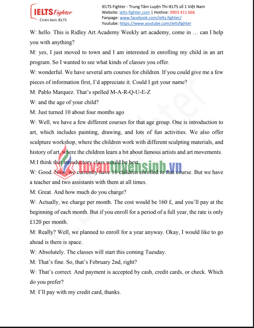 Tài liệu luyện IELTS Listening Form Completion có đáp án PDF FREE 2