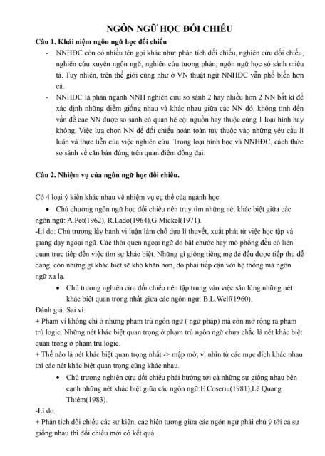 Tài liệu ngôn ngữ học đối chiếu PDF tải FREE