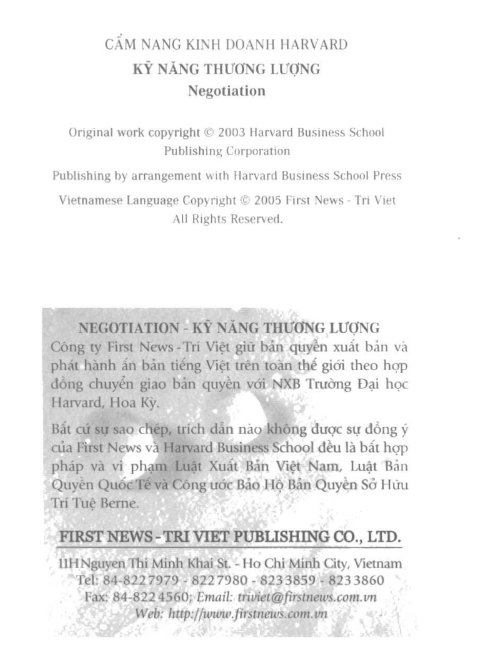 Tải sách Cẩm Nang Kinh Doanh Harvard Kỹ Năng Thương Lượng PDF