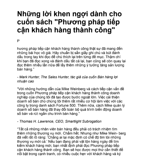 Tải sách Phương Pháp Tiếp Cận Khách Hàng Thành Công PDF