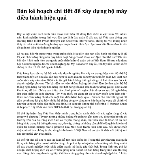 Tải sách Xây Dựng Bộ Máy Điều Hành Vững Mạnh PDF