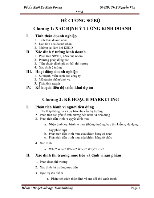 Tải tài liệu Đề Án Khởi Sự Kinh Doanh PDF