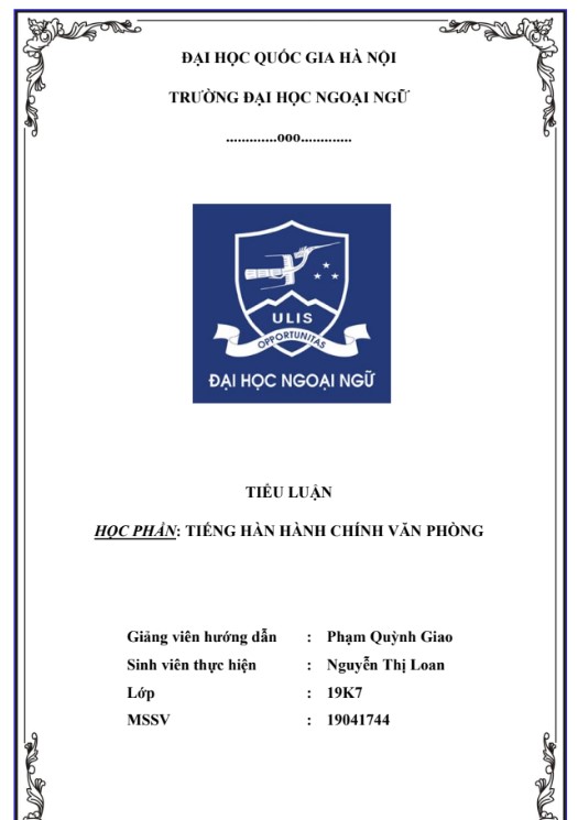 Tiểu luận tiếng Hàn hành chính văn phòng ĐH Ngoại Ngữ ĐH Quốc gia HN PDF tải FREE