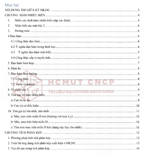 Tổng hợp công thức giải tích 2 hk242 HCMUT-CNCP PDF FREE