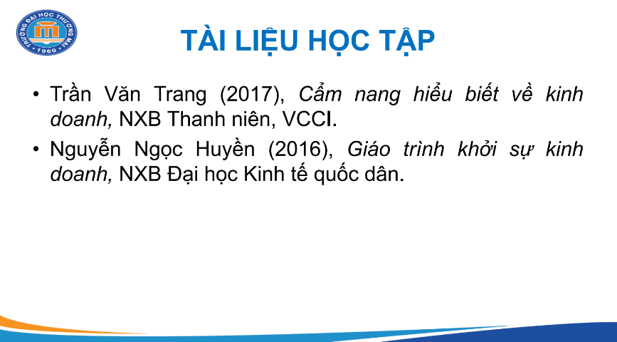 Bài Giảng Khởi Sự Kinh Doanh - TMU PDF tải FREE 6 Bài Giảng Khởi Sự Kinh Doanh - TMU PDF tải FREE