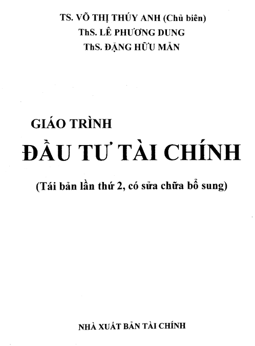 Giáo Trình Đầu Tư Tài Chính PDF tải FREE