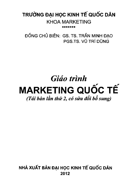 Giáo Trình Marketing Quốc Tế - Đại học Kinh Tế Quốc Dân PDF tải FREE