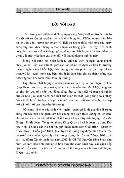 Giáo Trình Quản Trị Chất Lượng - NEU PDF tải FREE