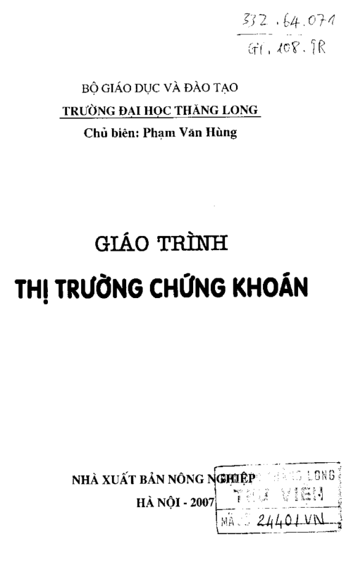 Giáo Trình Thị Trường Chứng Khoán - TLU PDF tải FREE