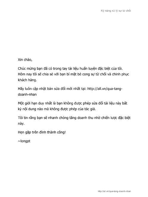 Sách Xử Lý Từ Chối - Phạm Thanh Long PDF tải FREE