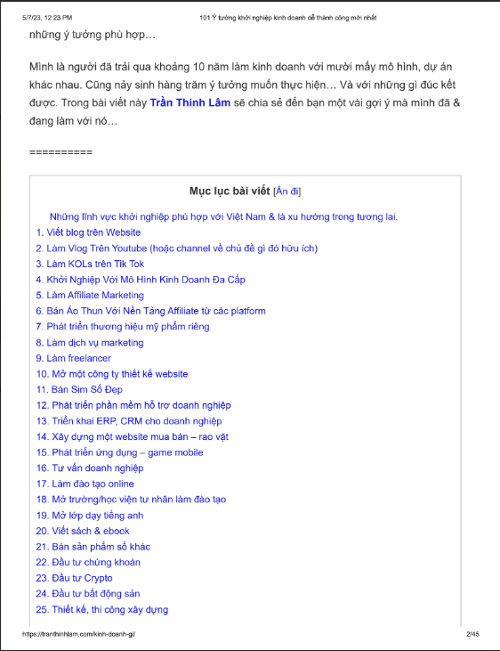 Tải FREE 101 Ý Tưởng Khởi Nghiệp Kinh Doanh Dễ Thành Công Mới Nhất PDF