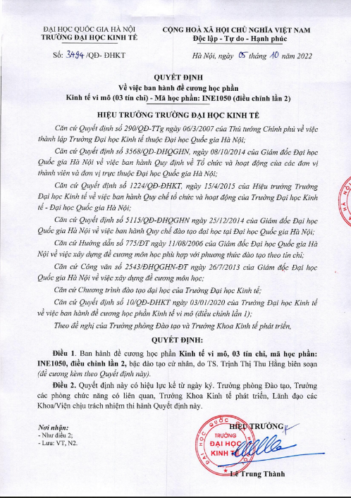 Tải FREE Đề Cương Học Phần Kinh Tế Vĩ Mô VNU PDF - Đại Học Kinh Tế Hà Nội