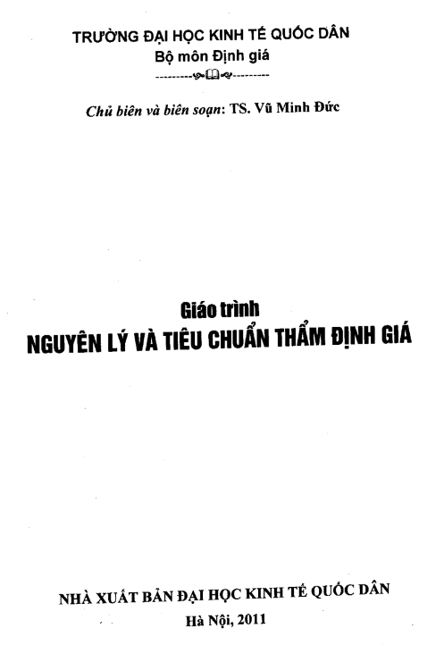 Tải FREE Giáo Trình Nguyên Lý Và Tiêu Chuẩn Thẩm Định Giá - NEU PDF
