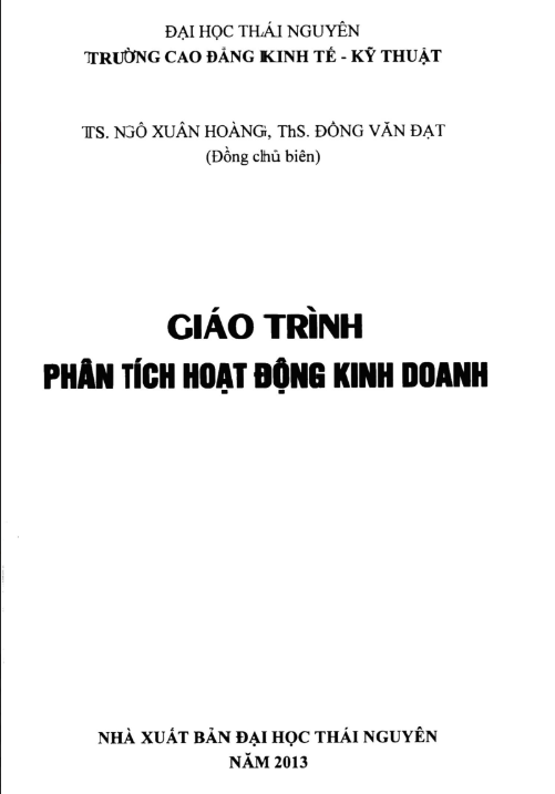 Tải FREE Giáo Trình Phân Tích Hoạt Động Kinh Doanh - Ecotex PDF
