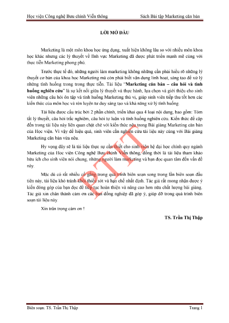 Tải FREE Sách Bài Tập Marketing Căn Bản PDF