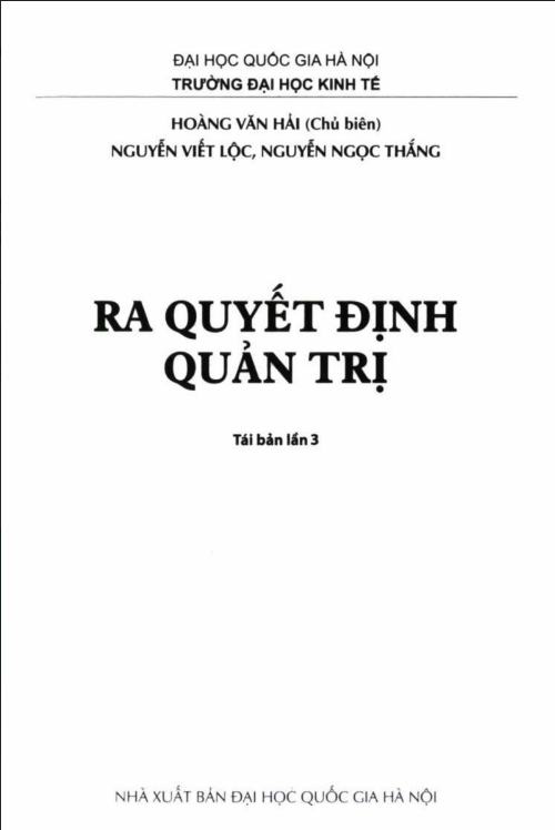 Tải FREE giáo trình Ra Quyết Định Quản Trị VNU PDF - Đại học Quốc Gia Hà Nội