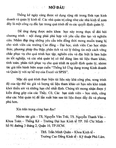 Tải FREE giáo trình Thống Kê Ứng Dụng Trong Kinh Doanh Và Quản Lý PDF