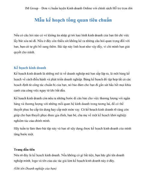 Tải FREE sách 100 Kế Hoạch Kinh Doanh Online Mẫu PDF