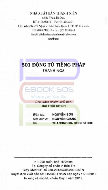 Tải FREE sách 501 Động Từ Tiếng Pháp PDF Tác Giả Thanh Nga