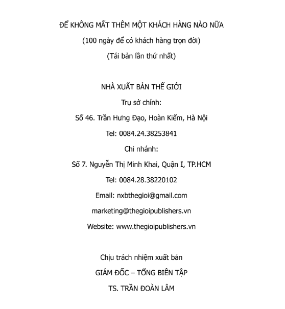 Tải FREE sách Để Không Mất Thêm Một Khách Hàng Nào Nữa PDF có tiếng Việt 7 Tải FREE sách Để Không Mất Thêm Một Khách Hàng Nào Nữa PDF có tiếng Việt