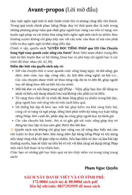 Tải FREE sách Luyện Đọc Tiếng Pháp Qua 120 Chuyện Song Ngữ PDF