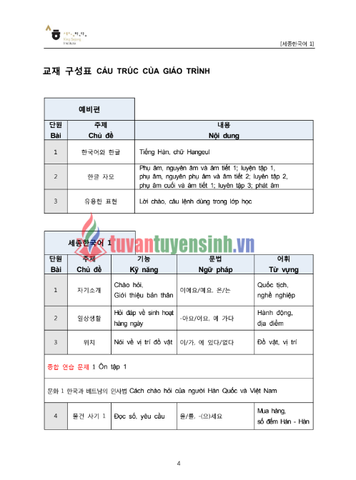 Tải FREE sách Sejong Korean 1 – Workbook PDF