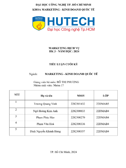 Tải FREE tài liệu Marketing Dịch Vụ PDF - Đại học Công Nghệ