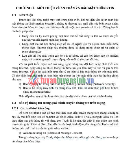 Tải FREE Bài Giảng An Toàn Và Bảo Mật Thông Tin PDF - Đại học Nha Trang