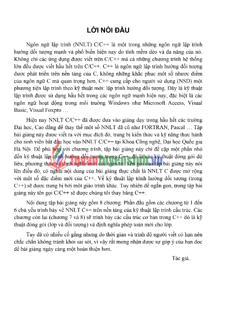 Tải FREE Bài Giảng Ngôn Ngữ Lập Trình C C++ PDF - Đại Học Quốc Gia Hà Nội 7 Tải FREE Bài Giảng Ngôn Ngữ Lập Trình C C++ PDF - Đại Học Quốc Gia Hà Nội