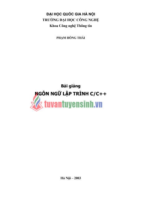 Tải FREE Bài Giảng Ngôn Ngữ Lập Trình C C++ PDF - Đại Học Quốc Gia Hà Nội 8 Tải FREE Bài Giảng Ngôn Ngữ Lập Trình C C++ PDF - Đại Học Quốc Gia Hà Nội
