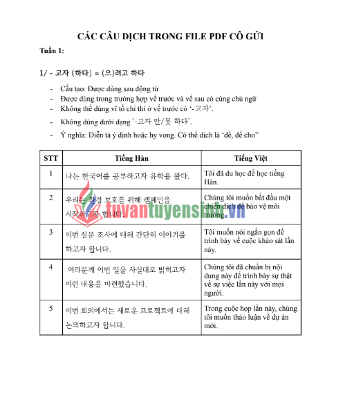 Tải FREE Đề Cương TDLP Hàn - Việt 1 PDF có tiếng Việt