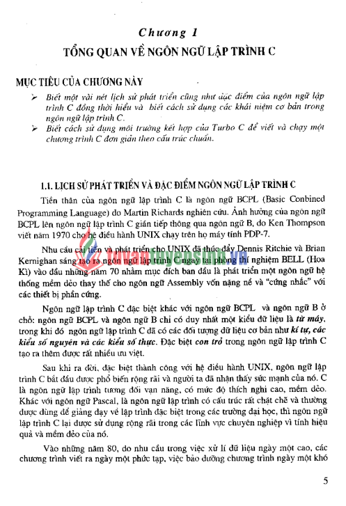 Tải FREE Giáo Trình Ngôn Ngữ Lập Trình C PDF